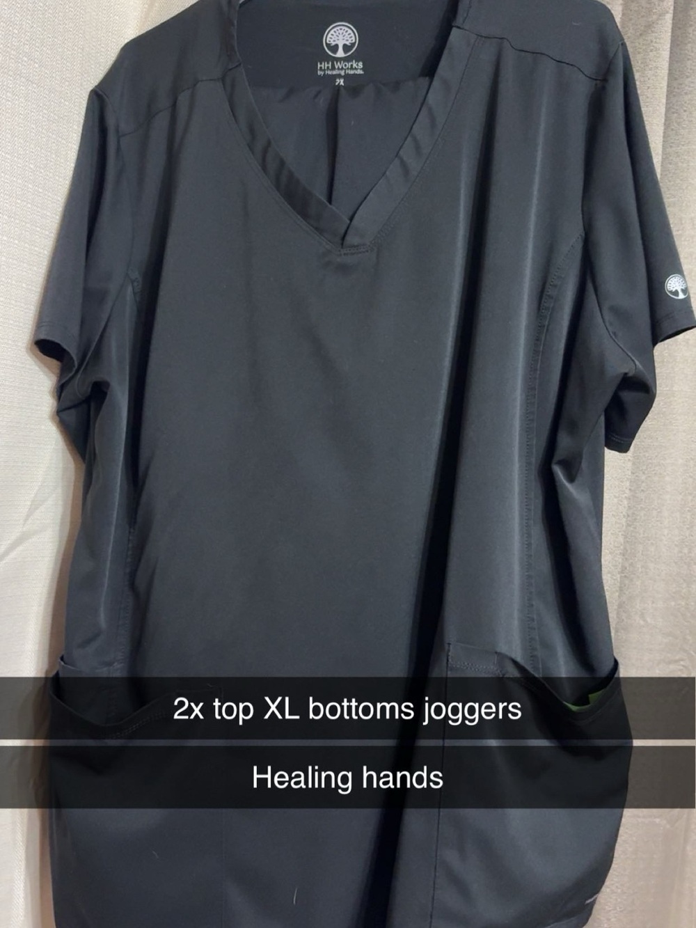 healing hands Black V-Neck Women’s Scrub Top